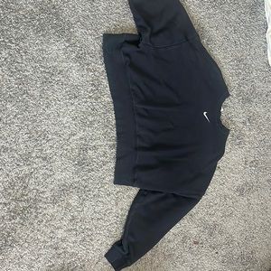 Black with white nike swoosh cropped crewneck